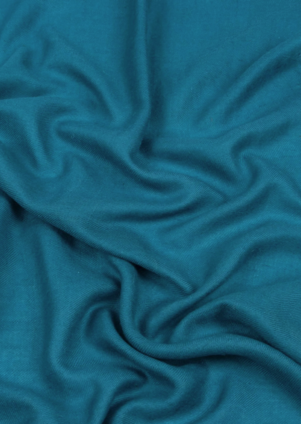 Deep Aqua Solid Pashmina - Image 2